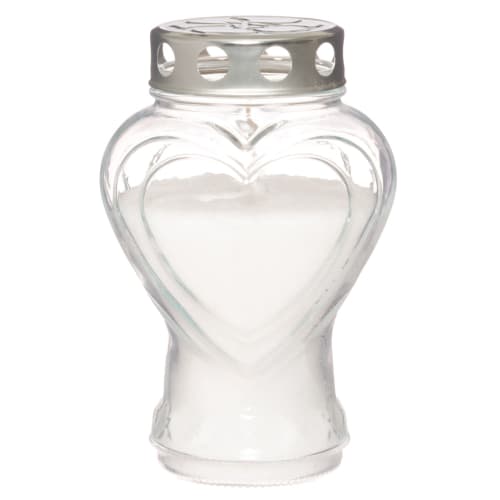 Gravlys hjerteformet, Klart glass 60 timer