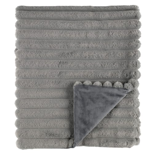 Pledd Mimosa Fuskepels 127x152 cm grå