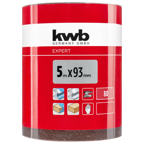 Slipepapir rull 93 mm × 5 m, K80 Kwb