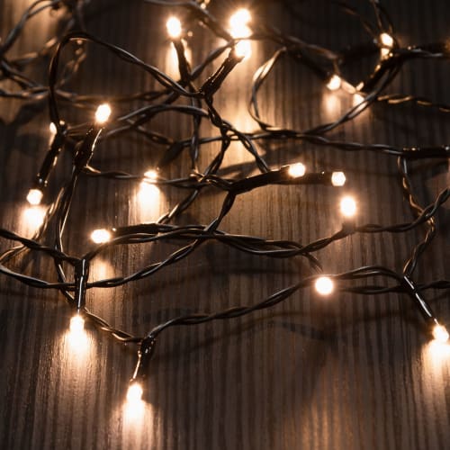Lyslenke 120 LED varmhvit IP44 svart ledning