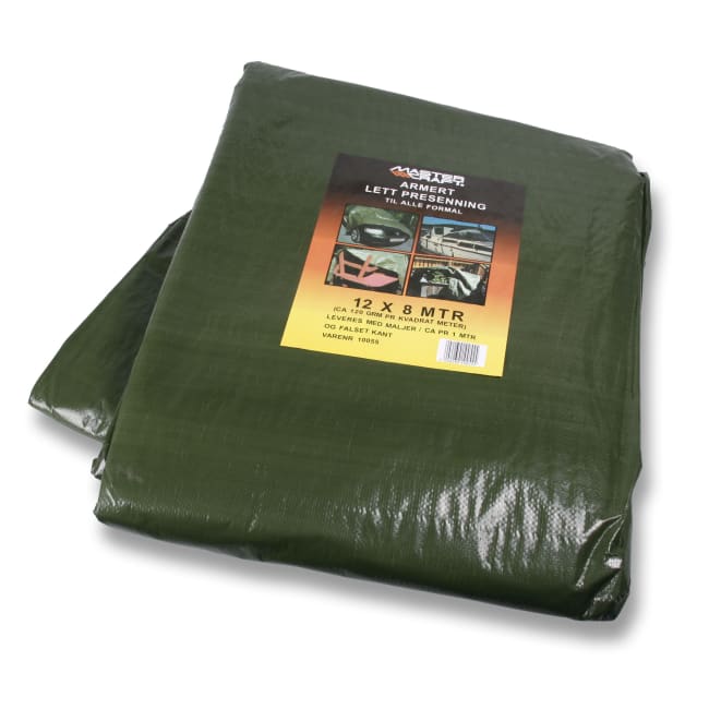 Presenning 12 x 8 m 120gr grønn