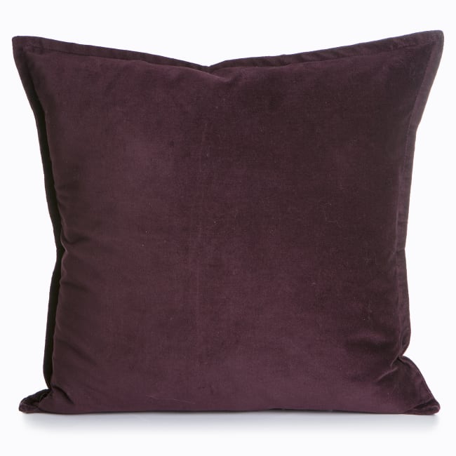 Pute m/dunfyll velour mørk plomme 50x50 cm