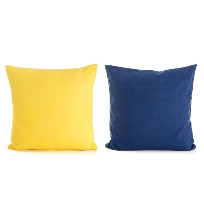 Pute Beach 2 ass ensfarget gul/blå 45x45 cm