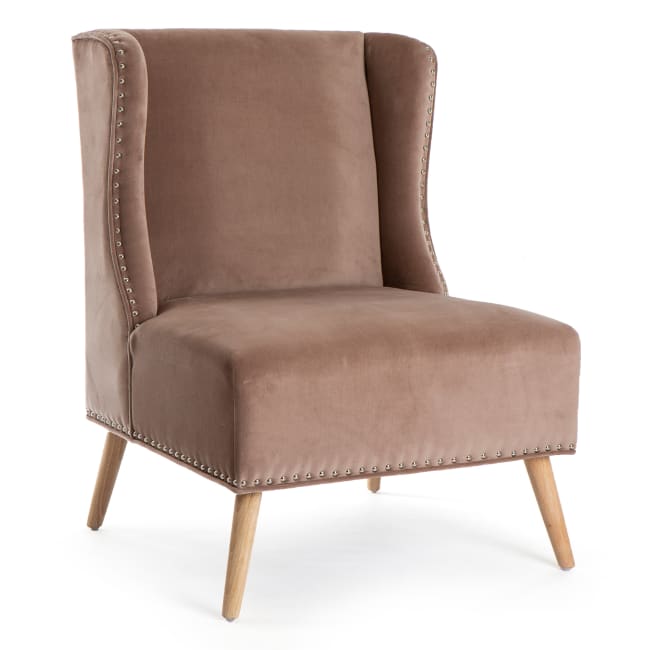 Stol Elegant velour m/sølvnagler mokka H:94 B:69 D:71