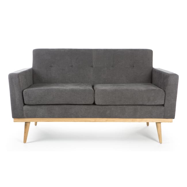 Sofa 2-seter grå m/ben i gummitre