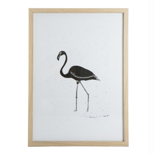 Bilde m/ramme i eik "look" sort flamingo 53x73 cm