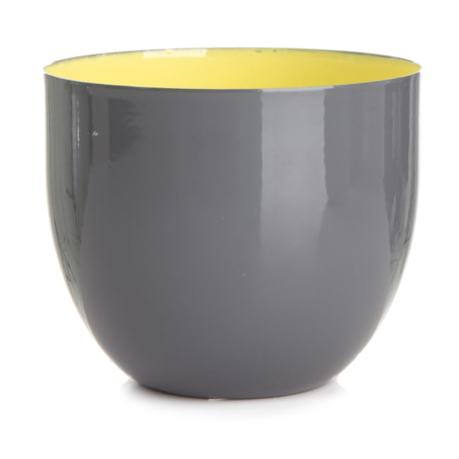 Lysglass/skål grå/gul H:8 cm
