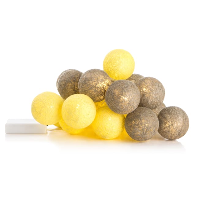 Lyslenke "Happy" grå/gul 20 LED m/batteriboks