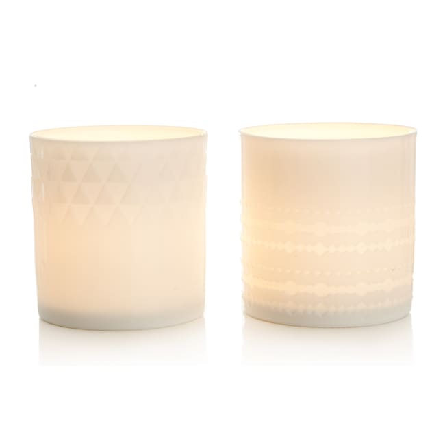 Telysglass 2 ass hvit porselen