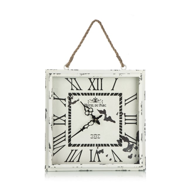 Klokke m/tauoppheng krem antikk 39x39 cm