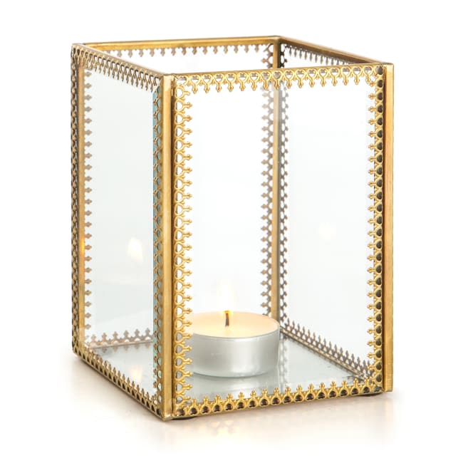 Lysglass Guri m/mønstret gullkant 12 cm