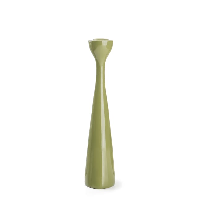 Lysestake poly oliven H:29 cm
