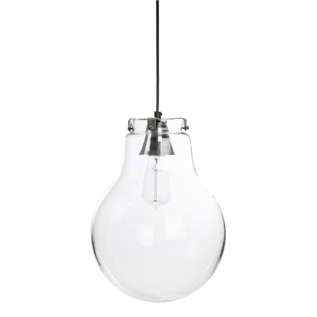 Taklampe glasskule m/holder i sølv Ø:36 cm