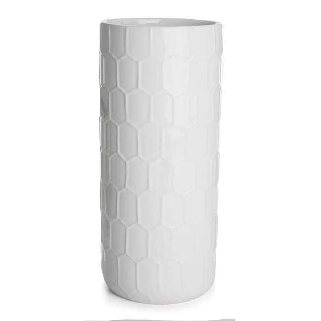 Vase hvit m/mønster H:30 cm