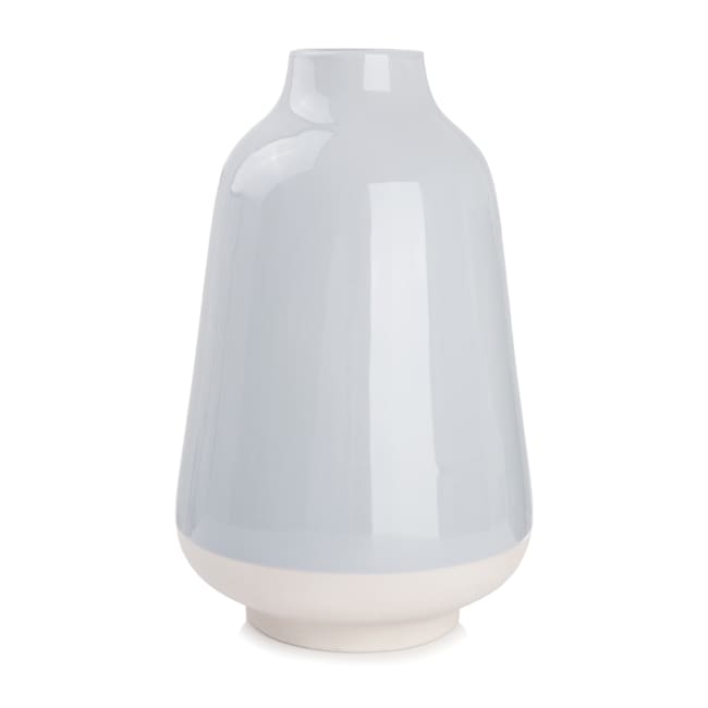 Vase i stengods lys blå m/naturfarget bunn H:29