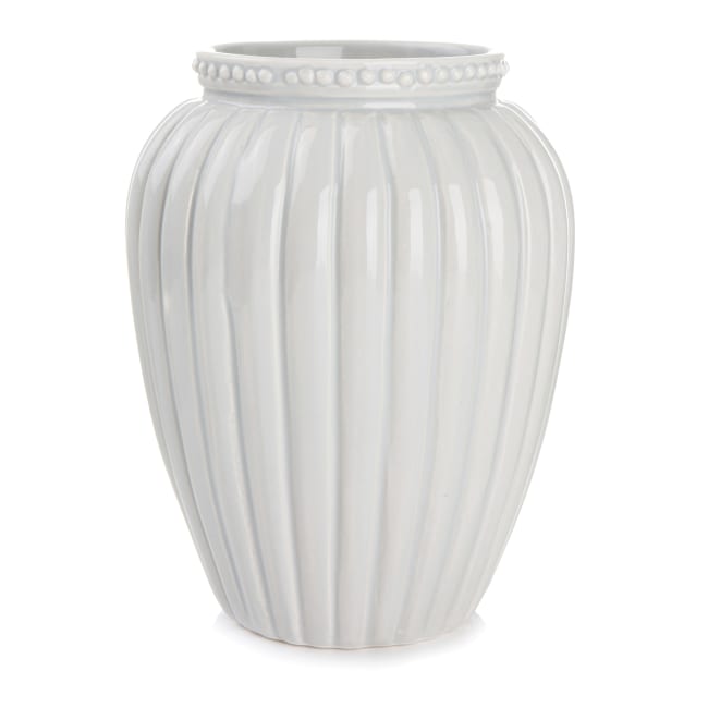 Vase med rillemønster grå H:19 cm