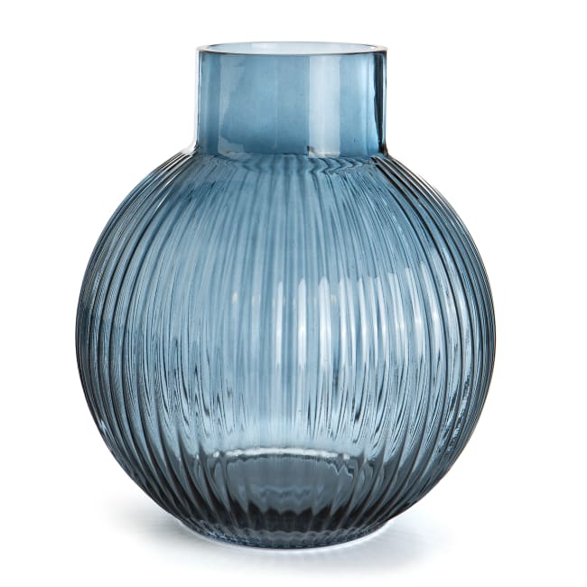 Vase Stripe m/hals blå 21 cm