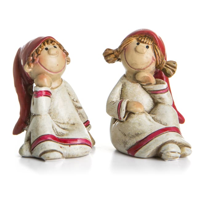 Gutt/jente 2ass sittende beige/rød H:4 cm