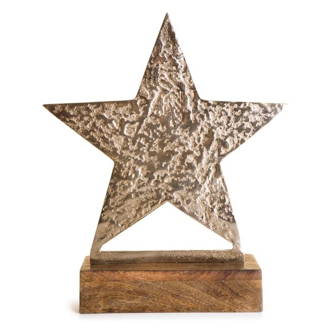 Dekorfigur Lodge stjerne på fot gull 37 cm