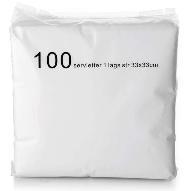 Serviett 1-lags 100 stk hvit