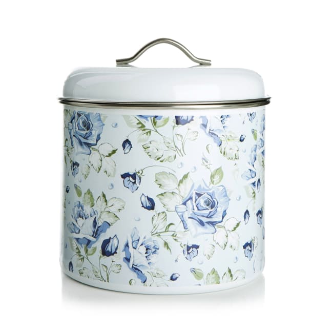 Boks Songvaar Blå blomstret H:20 Ø:18 cm