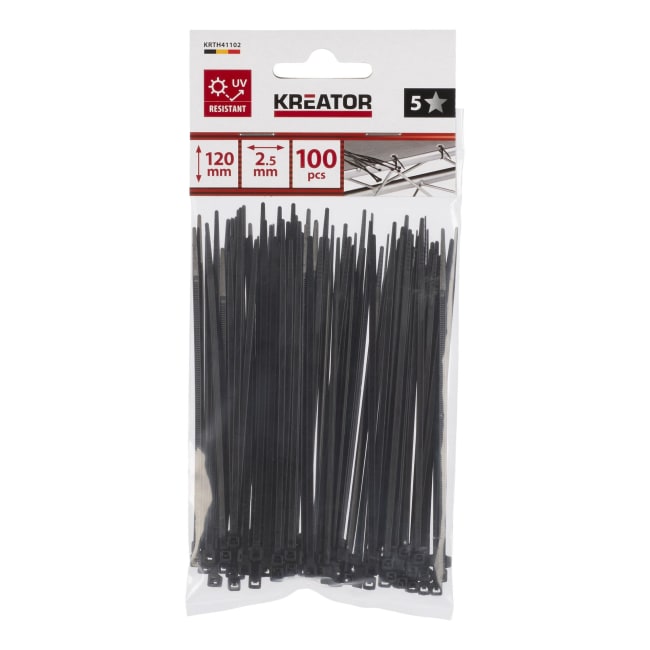 Kabelstrips svart 100 pk 2,5 x 120 mm Ny