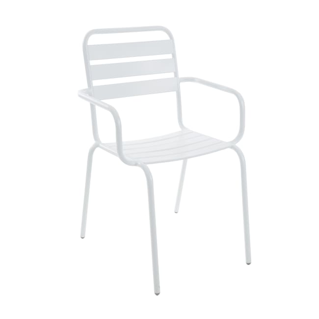 Stablestol Frøya m/armlene stål hvit