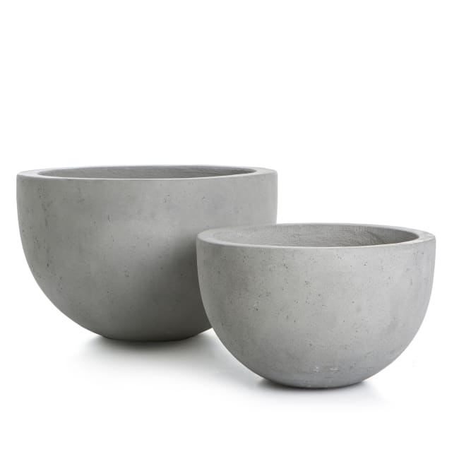 Pottesett à 2 lavt grå betong