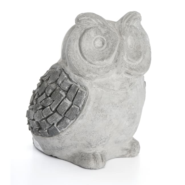 Dekorfigur ugle skifer grå H:26 cm