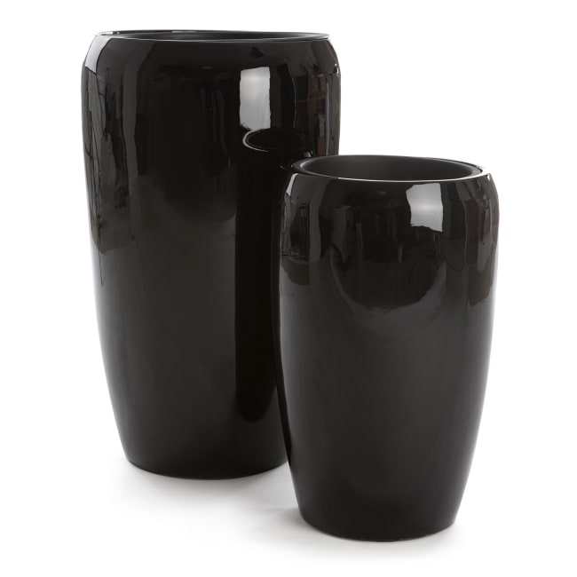 Pottesett à 2 Milano sort H:68/51 Ø:43/32 cm