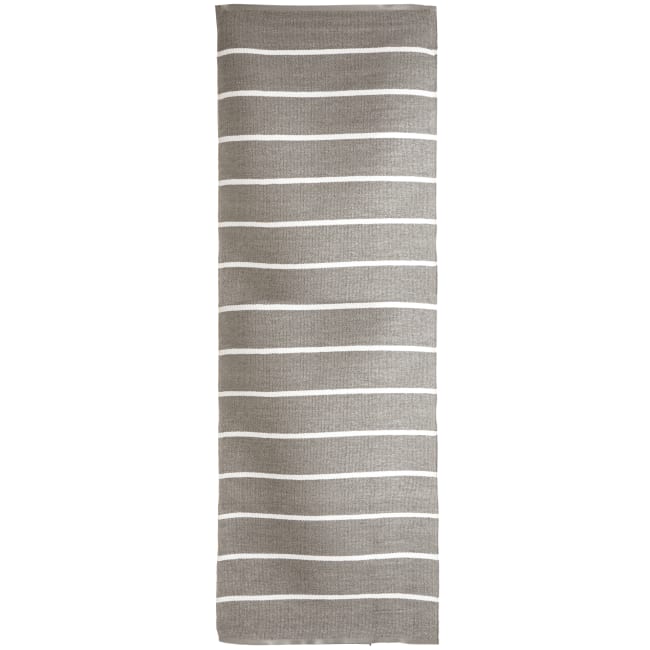 Rye plast beige m/hvite striper 70x200 cm