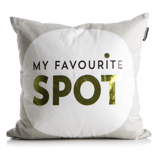 Pute Posh m/dunfyll lys grå/hvit m/tekst 50x50 cm