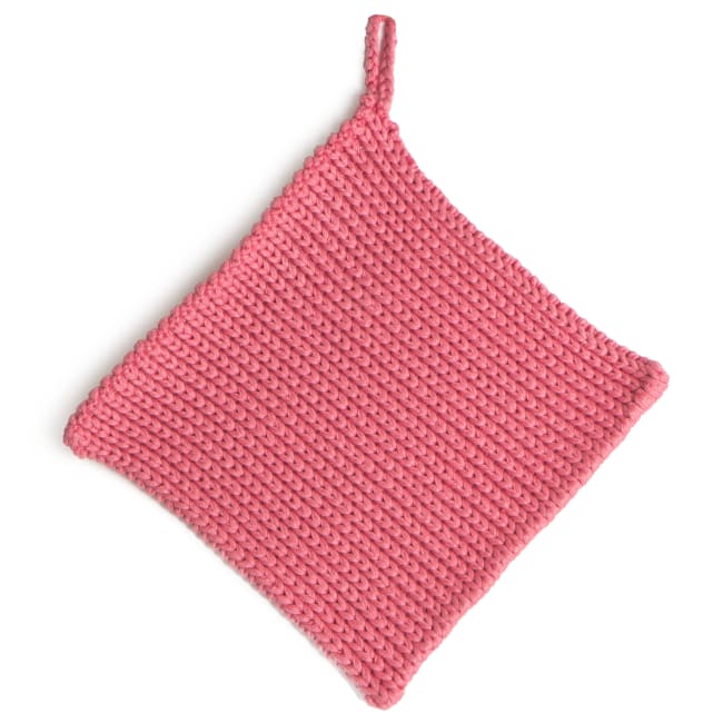 Gryteklut strikket korall 20x20 cm