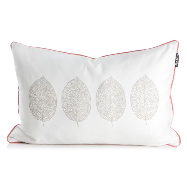 Pute Roma hvit m/trykte blad i beige 40x60 cm