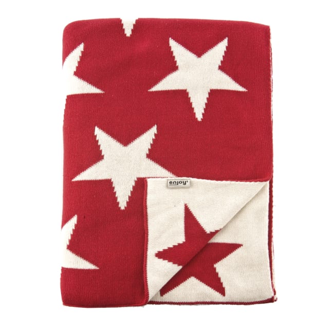 Pledd Star rød 130x170, bomull