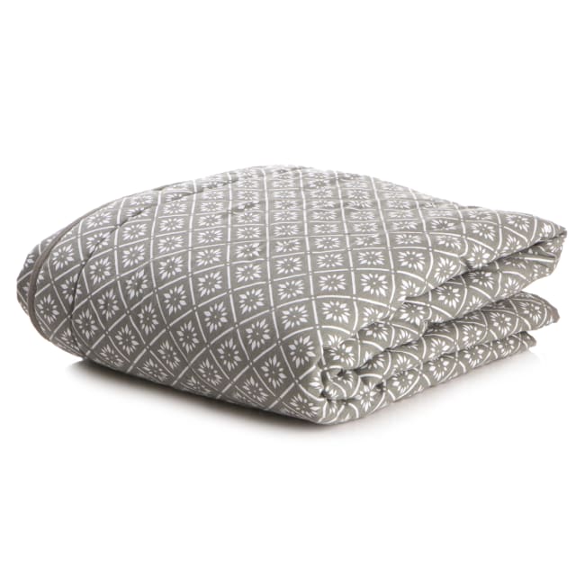 Quilt teppe grått m/hvitt mønster 150x150 cm