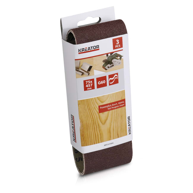 Pussepapir 3 pk K60 båndsliper75 x 457 mm