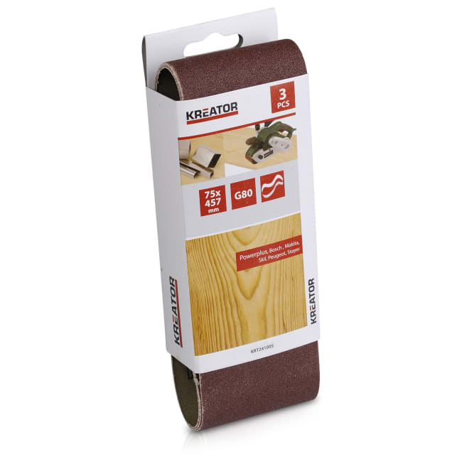Pussepapir 3 pk K80 båndsliper75 x 457 mm