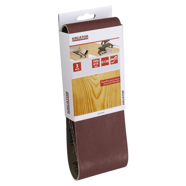 Pussepapir 3 pk K120 båndsliper XQ 100 x 610 mm