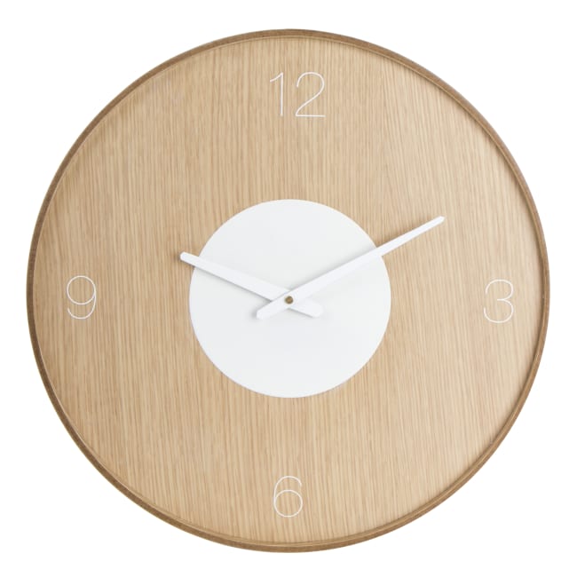 Klokke til vegg MDF foliert eik Ø:45 cm