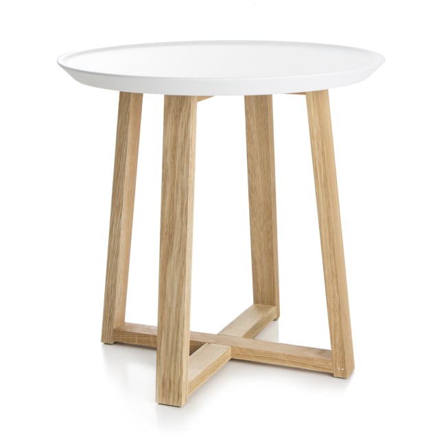 Bord rundt hvit topp ben i tre Ø:38 cm