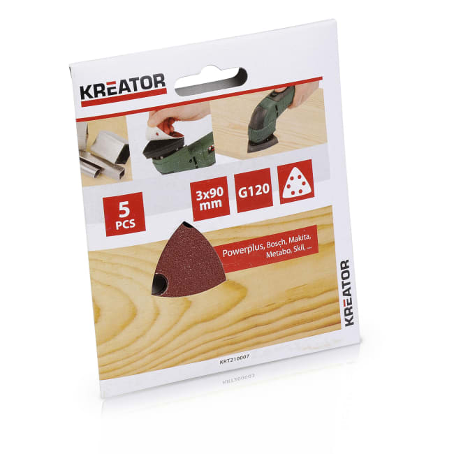 Pussepapir 5 pk K120 trekantsliper 90 x 90 x 90 mm