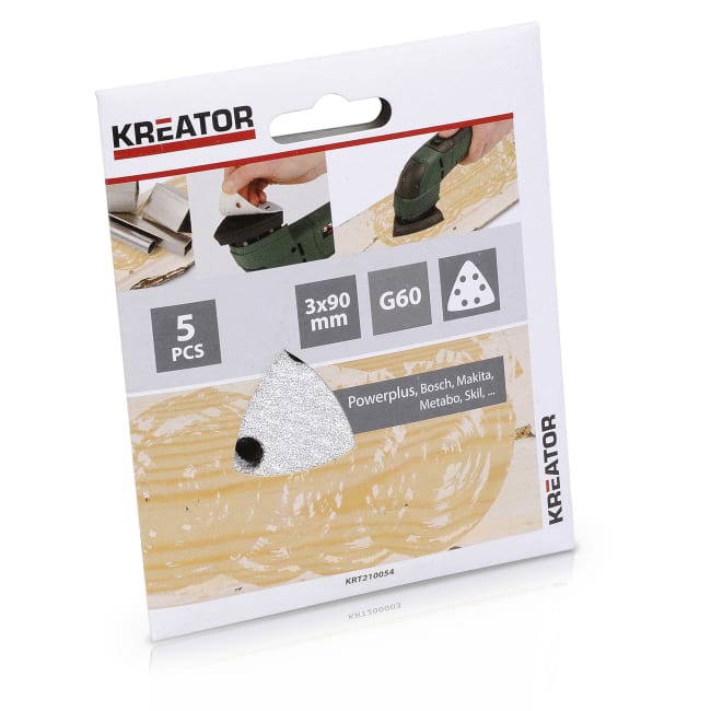 Pussepapir 5 pk K60 for maling trekantsliper 90 x 90 x 90 mm