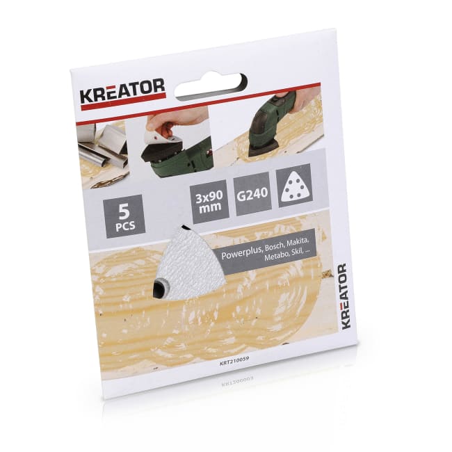 Pussepapir 5 pk K240 for maling trekantsliper 90 x 90 x 90 mm