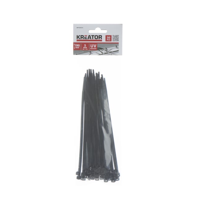 Kabelstrips 50 pk 4,8 x 190 mm sort (3105173)