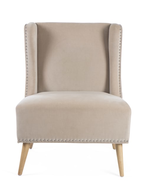 Stol Elegant velour m/sølvnagler beige H:94 B:69 D:71