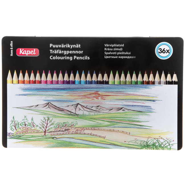 Fargeblyanter i blikkboks 36 stk