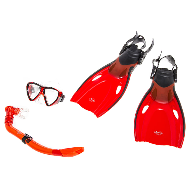 Svømmeføtter inkl snorkel og maske rød