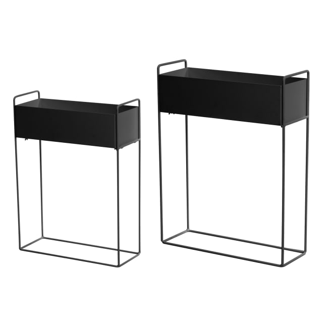 Plantekasse sett a 2 avlang sort 60/70cm