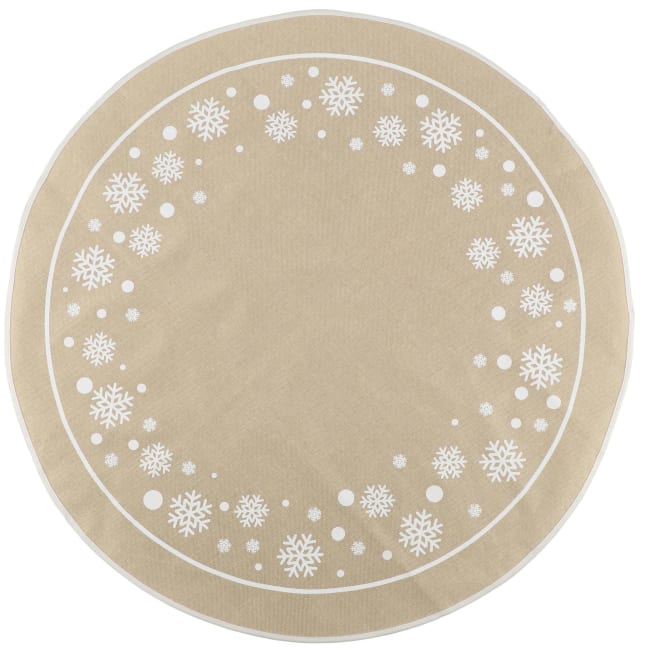 Juletreunderlag jute med snøstjerner 100cm